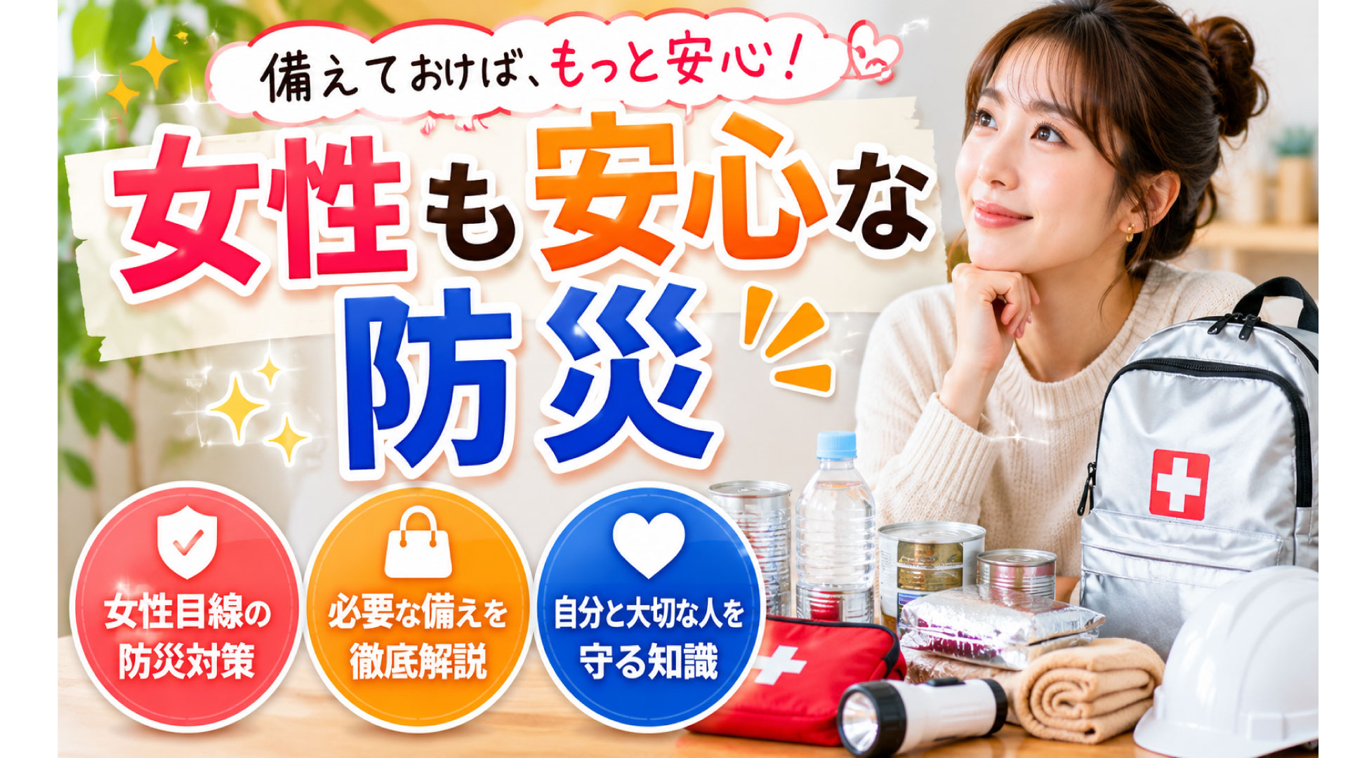 女性でも安心の万が一を想定した防災用品